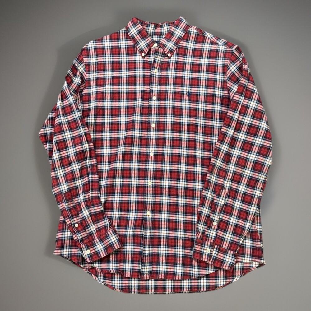Polo Ralph Lauren Men's Size XL Red White Blue Yellow Plaid Flannel Shirt